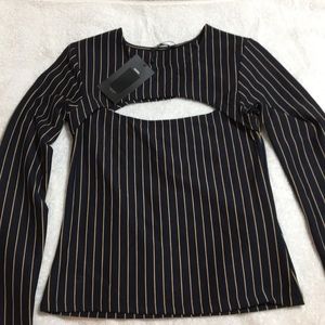 ZARA keyhole striped long sleeve